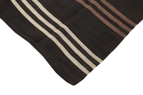 Striped Kilim Kahverengi Çizgili Keçi Tüyü El Dokuma Halısı 225x338 Agacan
