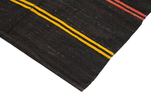 Striped Kilim Kahverengi Çizgili Keçi Tüyü El Dokuma Halısı 172x418 Agacan