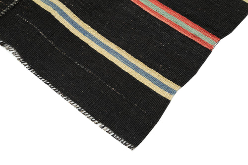 Striped Kilim Kahverengi Çizgili Keçi Tüyü El Dokuma Halısı 200x373 Agacan