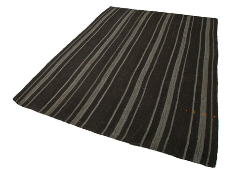 Striped Kilim Kahverengi Çizgili Keçi Tüyü El Dokuma Halısı 182x275 Agacan