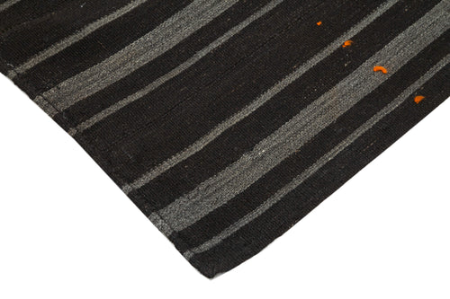 Striped Kilim Kahverengi Çizgili Keçi Tüyü El Dokuma Halısı 182x275 Agacan