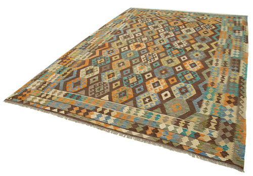 Scrap Fuşya Geometrik Pamuk Yün El Dokuma Halısı 256x346 Agacan