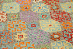 Scrap Turuncu Geometrik Pamuk Yün El Dokuma Halısı 254x347 Agacan