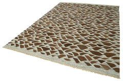 Scrap Gri Geometrik Pamuk Yün El Dokuma Halısı 244x326 Agacan