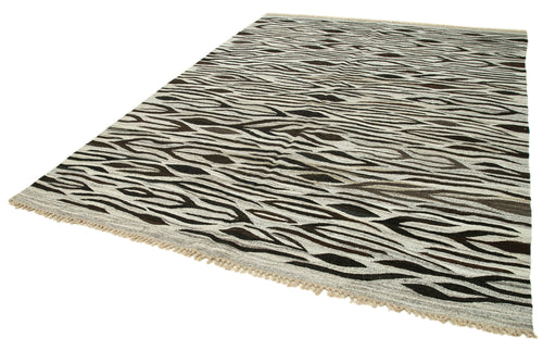 Scrap Gri Geometrik Pamuk Yün El Dokuma Halısı 250x325 Agacan