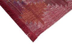 Scrap Kırmızı Geometrik Pamuk Yün El Dokuma Halısı 242x342 Agacan