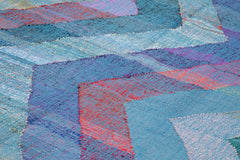 Scrap Mavi Geometrik Pamuk Yün El Dokuma Halısı 310x443 Agacan