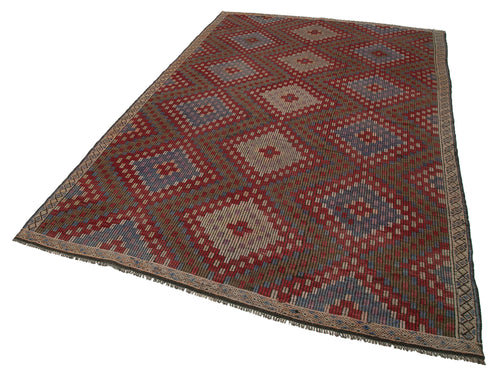 Geometric Kilim Beyaz Geometrik Keçi Tüyü El Dokuma Halısı 190x315 Agacan