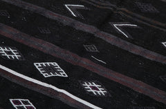 Geometric Kilim Siyah Geometrik Keçi Tüyü El Dokuma Halısı 148x253 Agacan