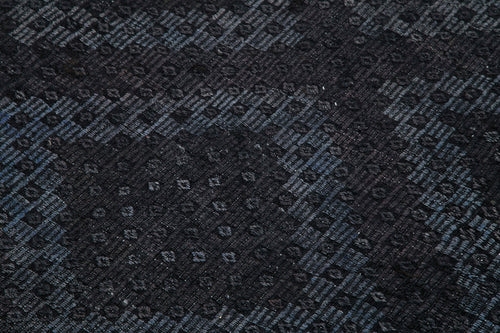 Geometric Kilim Siyah Geometrik Keçi Tüyü El Dokuma Halısı 161x315 Agacan