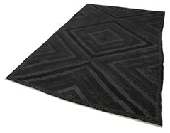 Geometric Kilim Siyah Geometrik Keçi Tüyü El Dokuma Halısı 195x318 Agacan