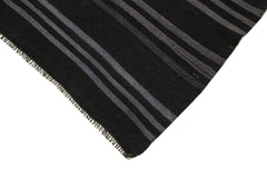 Geometric Kilim Siyah Geometrik Keçi Tüyü El Dokuma Halısı 145x375 Agacan