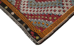 Geometric Kilim Beyaz Geometrik Keçi Tüyü El Dokuma Halısı 175x339 Agacan