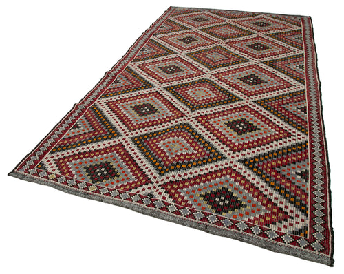 Geometric Kilim Beyaz Geometrik Keçi Tüyü El Dokuma Halısı 181x343 Agacan