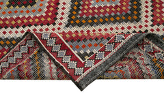 Geometric Kilim Beyaz Geometrik Keçi Tüyü El Dokuma Halısı 181x343 Agacan