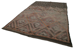 Geometric Kilim Kahverengi Geometrik Keçi Tüyü El Dokuma Halısı 230x365 Agacan
