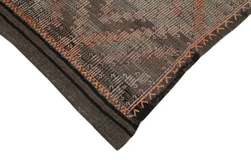 Geometric Kilim Kahverengi Geometrik Keçi Tüyü El Dokuma Halısı 230x365 Agacan