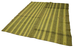 Geometric Kilim Yeşil Geometrik Keçi Tüyü El Dokuma Halısı 214x269 Agacan