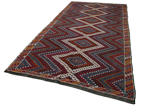 Geometric Kilim Beyaz Geometrik Keçi Tüyü El Dokuma Halısı 183x376 Agacan