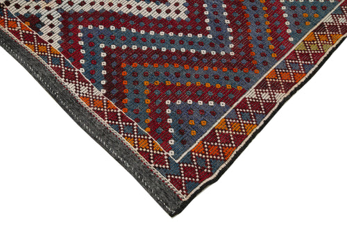 Geometric Kilim Beyaz Geometrik Keçi Tüyü El Dokuma Halısı 183x376 Agacan