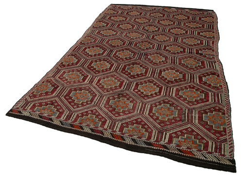 Geometric Kilim Beyaz Geometrik Keçi Tüyü El Dokuma Halısı 193x311 Agacan