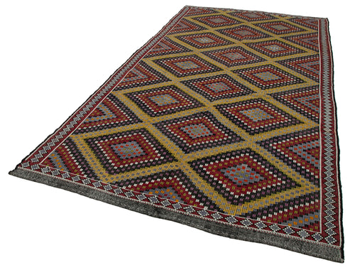 Geometric Kilim Beyaz Geometrik Keçi Tüyü El Dokuma Halısı 185x353 Agacan