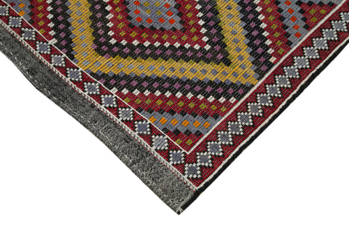 Geometric Kilim Beyaz Geometrik Keçi Tüyü El Dokuma Halısı 185x353 Agacan