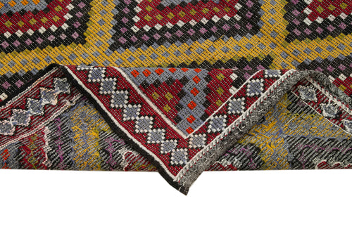 Geometric Kilim Beyaz Geometrik Keçi Tüyü El Dokuma Halısı 185x353 Agacan