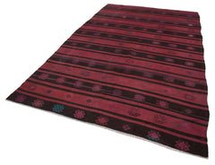 Geometric Kilim Kırmızı Geometrik Keçi Tüyü El Dokuma Halısı 190x313 Agacan
