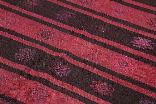 Geometric Kilim Kırmızı Geometrik Keçi Tüyü El Dokuma Halısı 190x313 Agacan