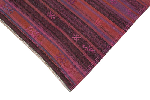 Geometric Kilim Kırmızı Geometrik Keçi Tüyü El Dokuma Halısı 125x245 Agacan