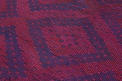 Geometric Kilim Mor Geometrik Keçi Tüyü El Dokuma Halısı 160x325 Agacan
