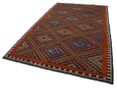 Geometric Kilim Beyaz Geometrik Keçi Tüyü El Dokuma Halısı 193x323 Agacan