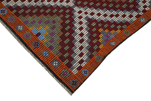 Geometric Kilim Beyaz Geometrik Keçi Tüyü El Dokuma Halısı 187x353 Agacan