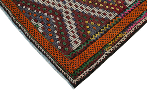 Geometric Kilim Beyaz Geometrik Keçi Tüyü El Dokuma Halısı 194x363 Agacan