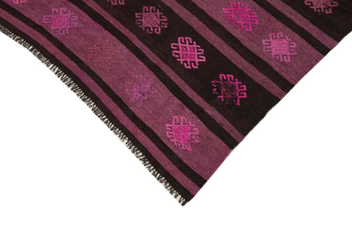 Geometric Kilim Pembe Geometrik Keçi Tüyü El Dokuma Halısı 176x315 Agacan