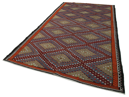 Geometric Kilim Beyaz Geometrik Keçi Tüyü El Dokuma Halısı 200x358 Agacan