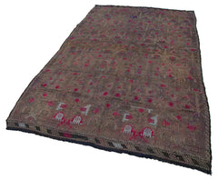 Geometric Kilim Mor Geometrik Keçi Tüyü El Dokuma Halısı 160x272 Agacan