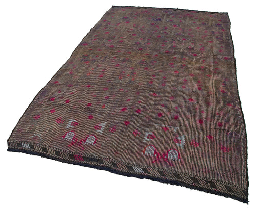 Geometric Kilim Mor Geometrik Keçi Tüyü El Dokuma Halısı 160x272 Agacan