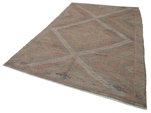 Geometric Kilim Beyaz Geometrik Keçi Tüyü El Dokuma Halısı 196x319 Agacan