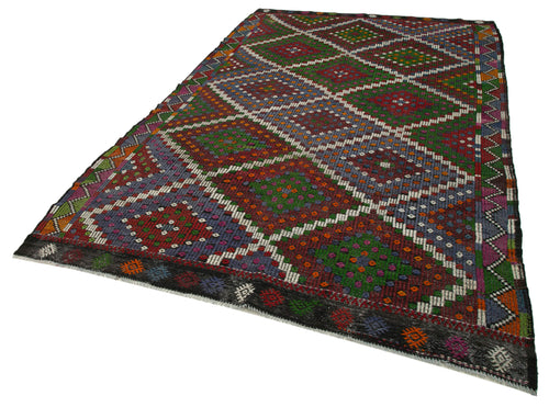 Geometric Kilim Beyaz Geometrik Keçi Tüyü El Dokuma Halısı 203x318 Agacan