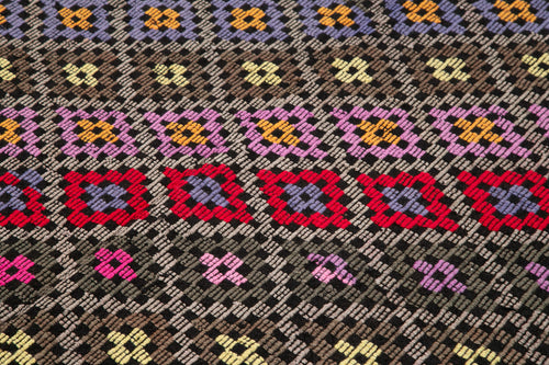 Geometric Kilim Beyaz Geometrik Keçi Tüyü El Dokuma Halısı 191x236 Agacan