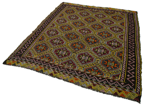 Geometric Kilim Beyaz Geometrik Keçi Tüyü El Dokuma Halısı 191x223 Agacan