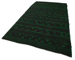 Geometric Kilim Yeşil Geometrik Keçi Tüyü El Dokuma Halısı 174x332 Agacan