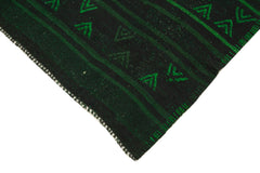 Geometric Kilim Yeşil Geometrik Keçi Tüyü El Dokuma Halısı 174x332 Agacan