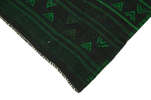 Geometric Kilim Yeşil Geometrik Keçi Tüyü El Dokuma Halısı 174x332 Agacan