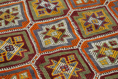 Geometric Kilim Beyaz Geometrik Keçi Tüyü El Dokuma Halısı 147x320 Agacan
