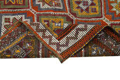 Geometric Kilim Beyaz Geometrik Keçi Tüyü El Dokuma Halısı 147x320 Agacan