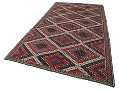 Geometric Kilim Beyaz Geometrik Keçi Tüyü El Dokuma Halısı 184x356 Agacan