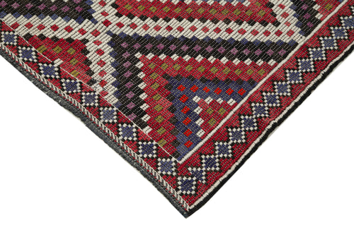 Geometric Kilim Beyaz Geometrik Keçi Tüyü El Dokuma Halısı 184x356 Agacan